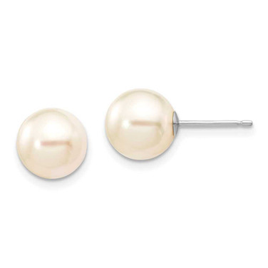 Image of 8-9mm 14K White Gold 8-9mm Round White Saltwater Akoya Earrings