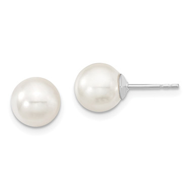 Image of 8-9mm Majestic Sterling Silver Rhodium-plated 8-9mm White Simulated Pearl Stud Earrings