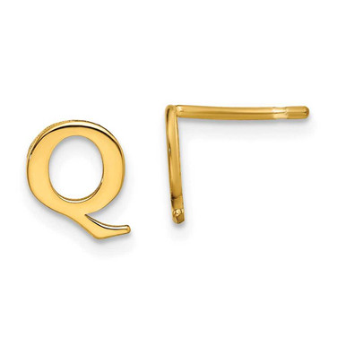 Image of Sterling Silver Gold-plated Letter Q Initial Post Earrings