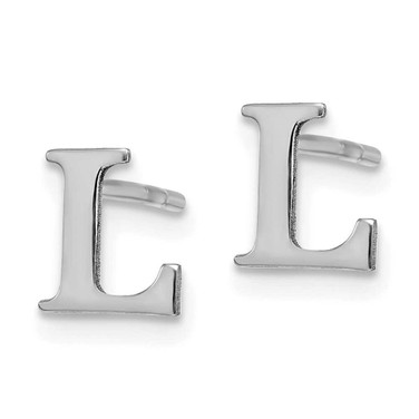 Image of Sterling Silver Rhodium-plated Letter L Initial Post Earrings
