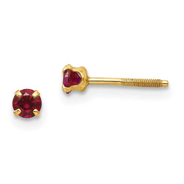 Image of 3mm 14K Yellow Gold Madi K 3mm Synthetic Garnet Earrings