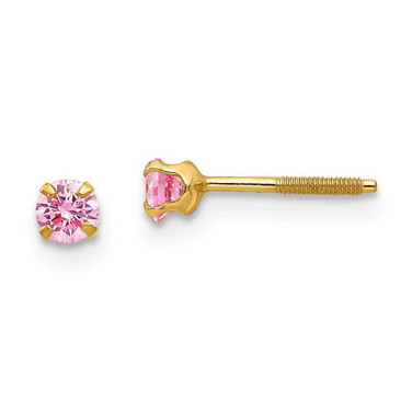 Image of 3mm 14K Yellow Gold Madi K 3mm Synthetic October Birthstone Earrings