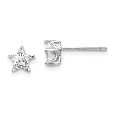 Image of 6mm Sterling Silver Rhodium-plated 6mm CZ Star Stud Earrings