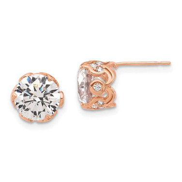 Image of 8.83mm 10K Rose Gold Tiara Collection Polished CZ Post Earrings 10YC384R
