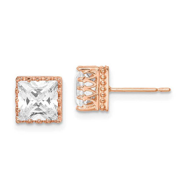 Image of 7.15mm 10k Rose Gold Tiara Collection 7mm Polished Square CZ Earrings