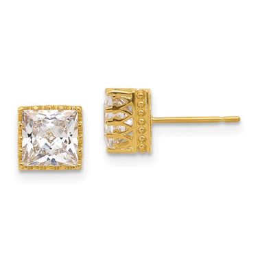 Image of 7.15mm 10k Yellow Gold Tiara Collection 7mm Polished Square CZ Earrings