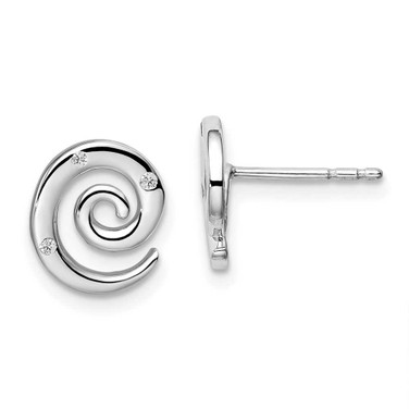 Image of 11mm White Ice Sterling Silver Rhodium-plated Diamond Swirl Post Earrings QW480