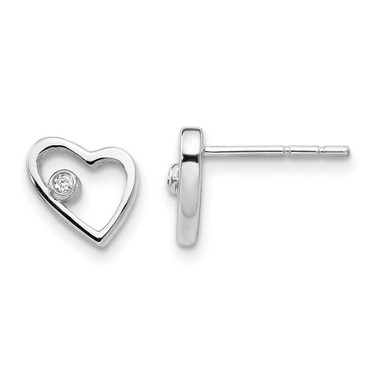 Image of 8mm White Ice Sterling Silver Rhodium-plated Diamond Open Heart Post Earrings QW155