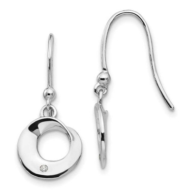 Image of 28mm White Ice Sterling Silver Rhodium-plated Diamond Shepherd Hook Dangle Earrings QW244