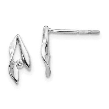 Image of 11mm White Ice Sterling Silver Rhodium-plated Satin and Polished Diamond Post Earrings QW296
