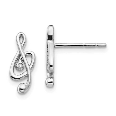Image of 13mm White Ice Sterling Silver Rhodium-plated Diamond Musical Post Earrings