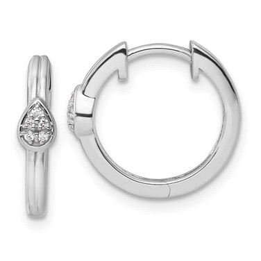 Image of 16mm White Ice Sterling Silver Rhodium-plated Diamond Teardrop Hinged Hoop Earrings