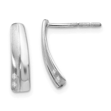Image of 15mm White Ice Sterling Silver Rhodium-plated Satin and Polished Diamond Post Drop Earrings