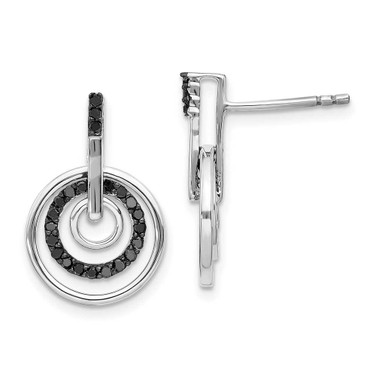 Image of 19mm White Night Sterling Silver Rhodium-plated Black Diamond Post Earrings