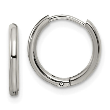 13mm Chisel Stainless Steel Polished 1.6mm Hinged Hoop Earrings SRE1451