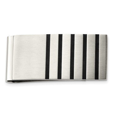 Chisel Stainless Steel Brushed Black Rubber Accents Money Clip