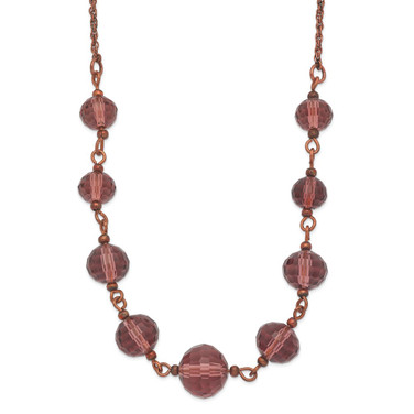1928 Jewelry Pink Purple Glass Faceted Graduated Bead 16 inch Necklace with 3 inch extension