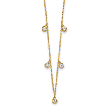 14K Yellow Gold 5-station Diamond 18in Necklace