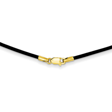 Image of 14K Yellow Gold 1.5mm 20in Black Leather Cord Necklace