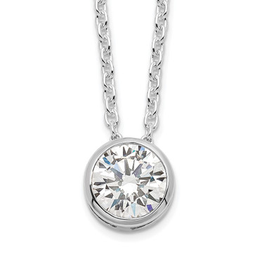 Sterling Silver Rhodium-plated 8mm Bezel CZ Necklace