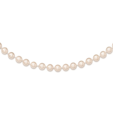 14K Yellow Gold 6-7mm Round White Saltwater Akoya Cultured Pearl Necklace PL60A-16