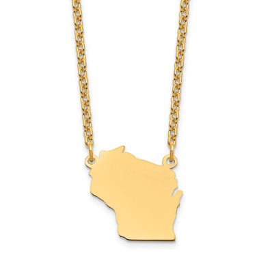 Sterling Silver/Gold-plated Wisconsin State Necklace