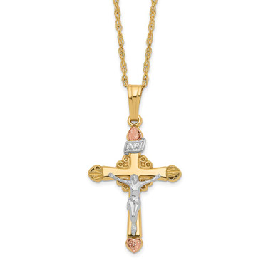 10k Yellow Gold & 14k Gold-filled w/ 12k Accents Cross Necklace