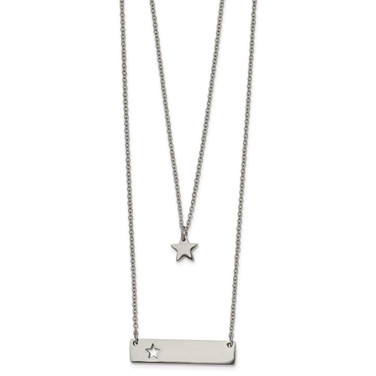 Image of Chisel Stainless Steel Polished Star and Bar Multi Strand 15.5 inch Cable Chain with a 1.5 inch Extension Necklace