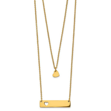 Image of Chisel Stainless Steel Polished Yellow IP-plated Heart and Bar Multi Strand 15.5 inch Cable Chain with a 1.5 inch Extension Necklace