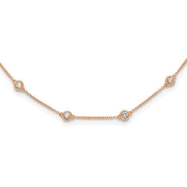 True Origin 14K Rose Gold 1 1/3 carat Lab Grown Diamond VS/SI D E F 20 Station 20 Inch Necklace