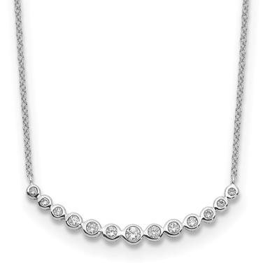 True Origin 14K White Gold 1/4 carat Lab Grown Diamond VS/SI D E F Graduated Curved Bar 18 inch Necklace