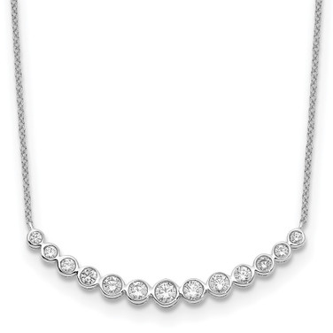 True Origin 14K White Gold 3/4 carat Lab Grown Diamond VS/SI D E F Graduated Curved Bar 18 inch Necklace