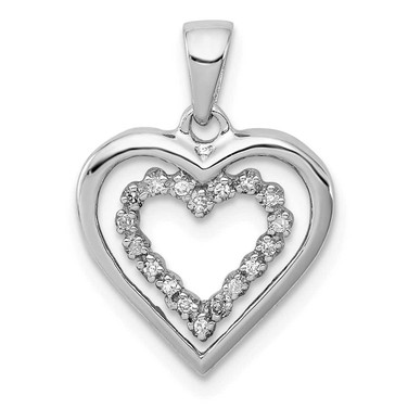 Image of Sterling Silver Rhodium-Plated Diamond Heart Pendant QDX206