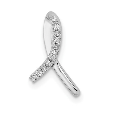 Sterling Silver Rhodium-plated Diamond Awareness Ribbon Pendant
