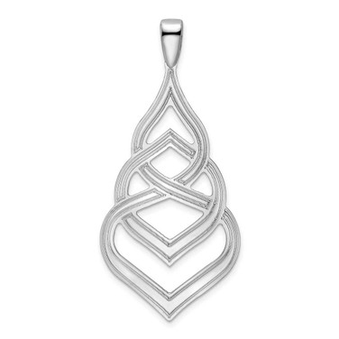 Image of Sterling Silver Rhodium-plated Polished Grooved Fancy Drop Pendant