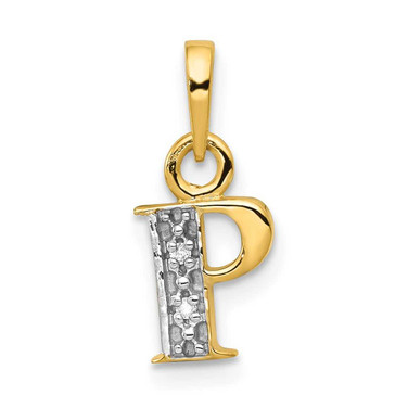 Image of 14K Yellow Gold with Rhodium Diamond Letter P Initial Pendant YC250P