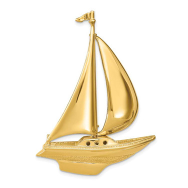 Image of 14K Yellow Gold 3D Moveable Sailboat Slide Pendant