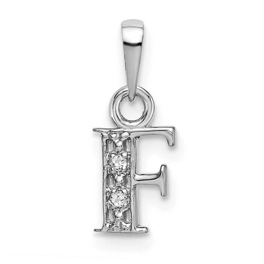 Image of 14k White Gold Rhodium-plated Diamond Letter F Initial Pendant