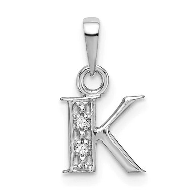 Image of 14k White Gold Rhodium-plated Diamond Letter K Initial Pendant