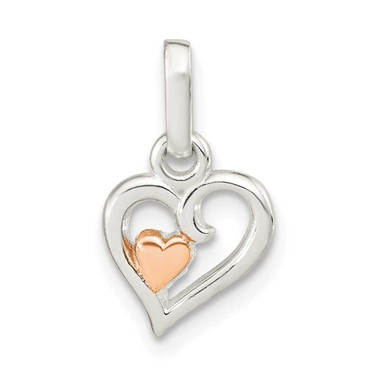 Image of Sterling Silver Open Heart Pink Mini Heart Pendant