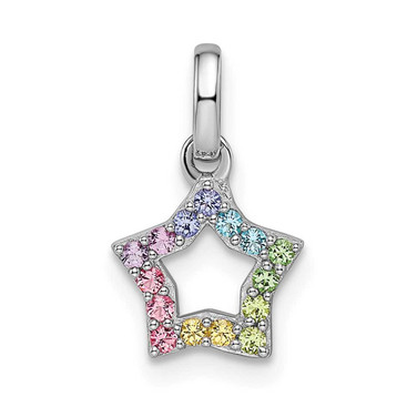 Image of Sterling Silver Rhodium-plated Rainbow Nano Crystal Star Pendant