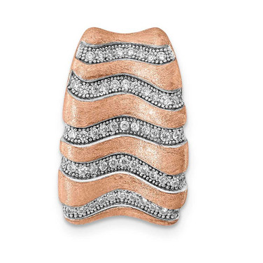 Image of Sterling Silver Rhodium-plated & Pink CZ Brushed Chain Slide Pendant