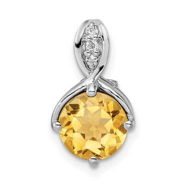 Image of Sterling Silver Rhodium-plated Circle 1.86t.w. Citrine/White Topaz Pendant