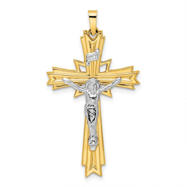 Image of 14k Two-tone Gold Polished Solid Fancy INRI Crucifix Pendant XR1861