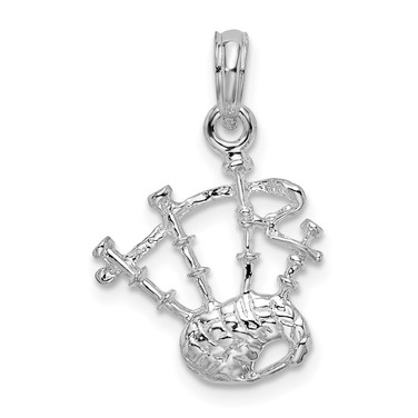 Sterling Silver Polished Bagpipes Pendant