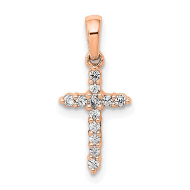 Image of 14k Rose Gold Polished Diamond Cross Pendant