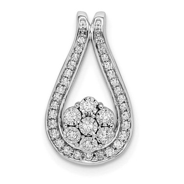 Image of 14k White Gold Polished Fancy Diamond Slide Pendant