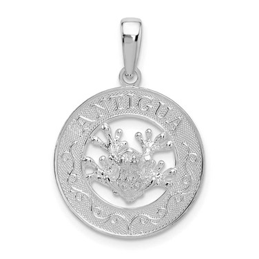 Image of Sterling Silver Polished Antigua Circle w/Frog Pendant