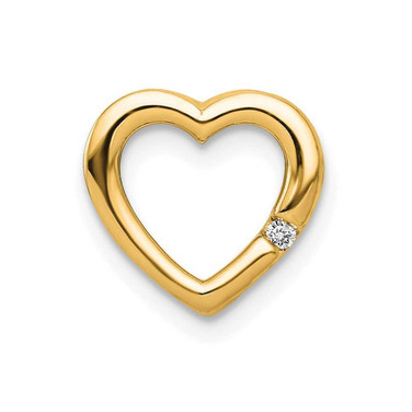 Image of 14K Yellow Gold .01ctw Diamond Heart Chain Slide Pendant