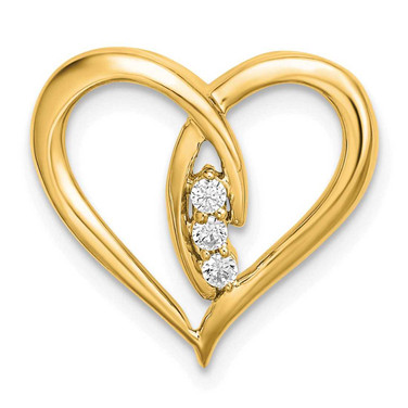 Image of 14K Yellow Gold Diamond Polished Heart Chain Slide Pendant